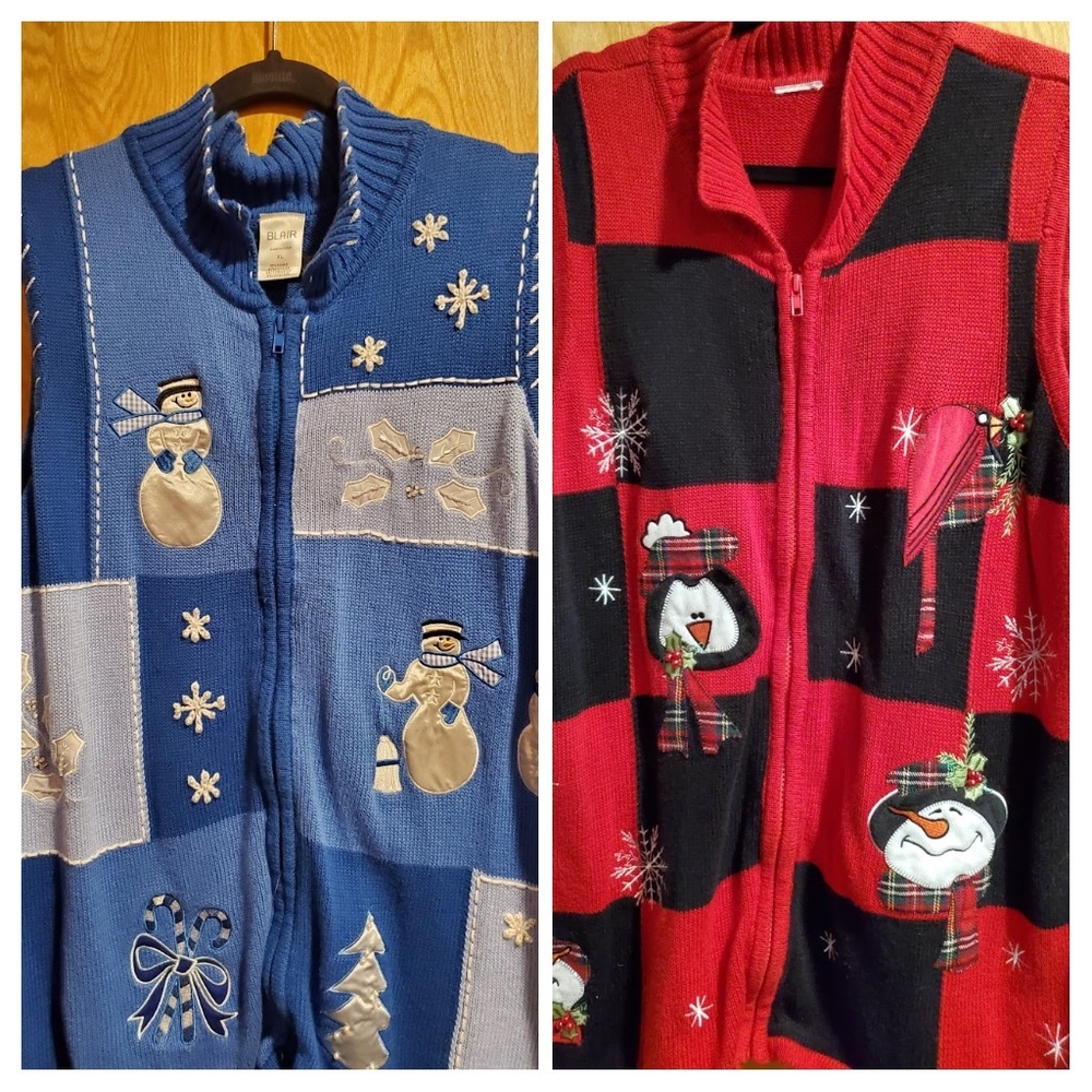 Blair blue vest with winter design XL & Blair Red vest with winter design